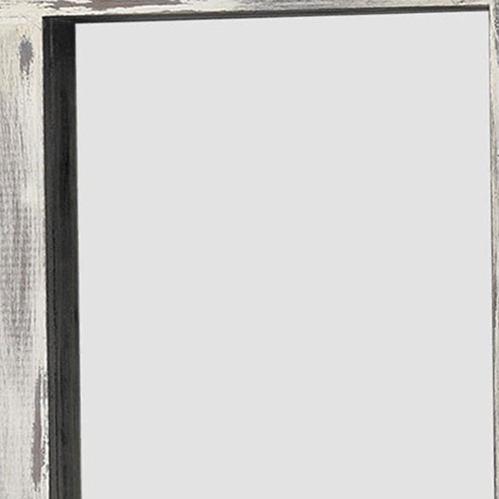 White Wood Freestanding Ornate Framed Accent Mirror