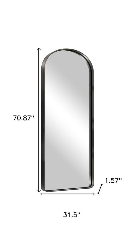 71" Black Aluminum Arch Leaning Framed Full Length Mirror