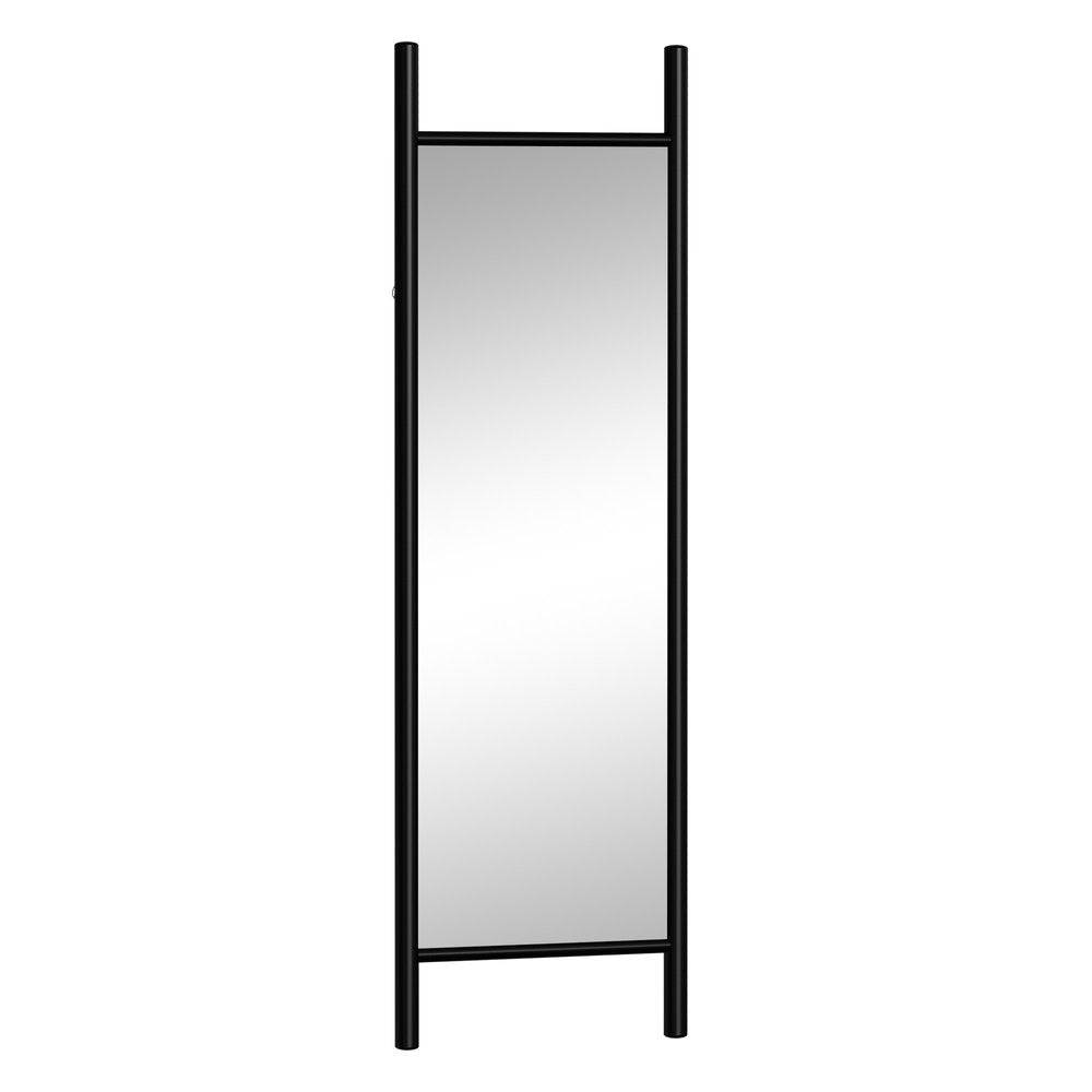 64" Black Wood Leaning Ladder Framed Full Length Mirror