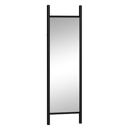 64" Black Wood Leaning Ladder Framed Full Length Mirror