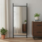 71" Black Wood Leaning Ladder Framed Full Length Mirror