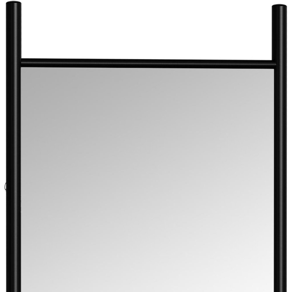 71" Black Wood Leaning Ladder Framed Full Length Mirror