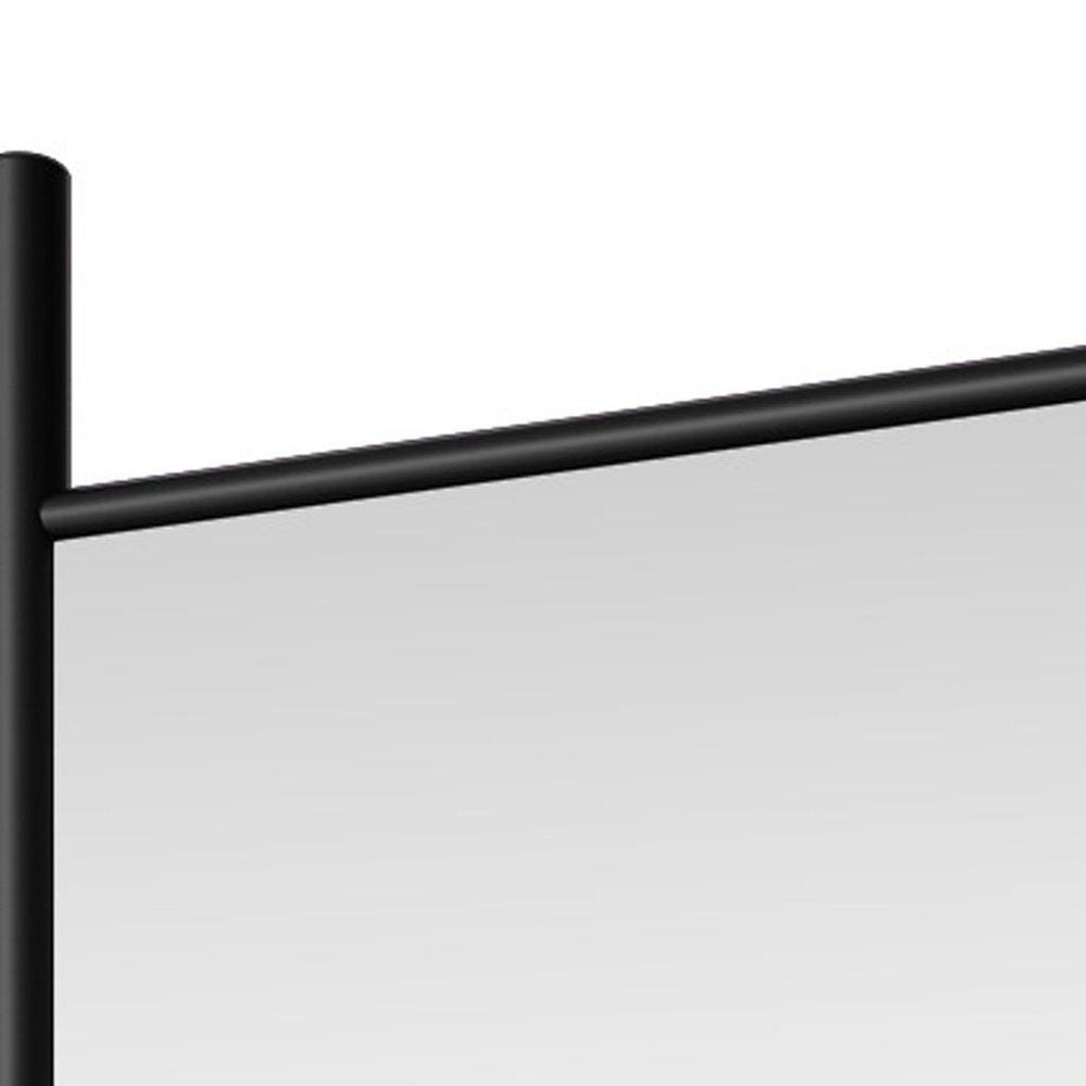 63" Black Wood Leaning Ladder Framed Full Length Mirror