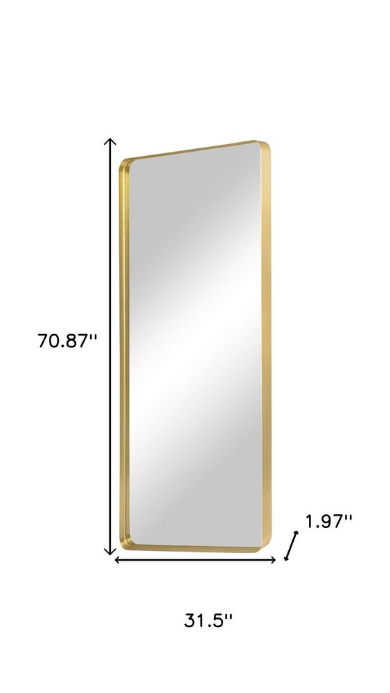 71" Gold Aluminum Leaning Framed Full Length Mirror