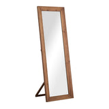 64" Brown Wood Freestanding Or Wall Mounted Framed Full Length Mirror