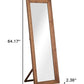 64" Brown Wood Freestanding Or Wall Mounted Framed Full Length Mirror