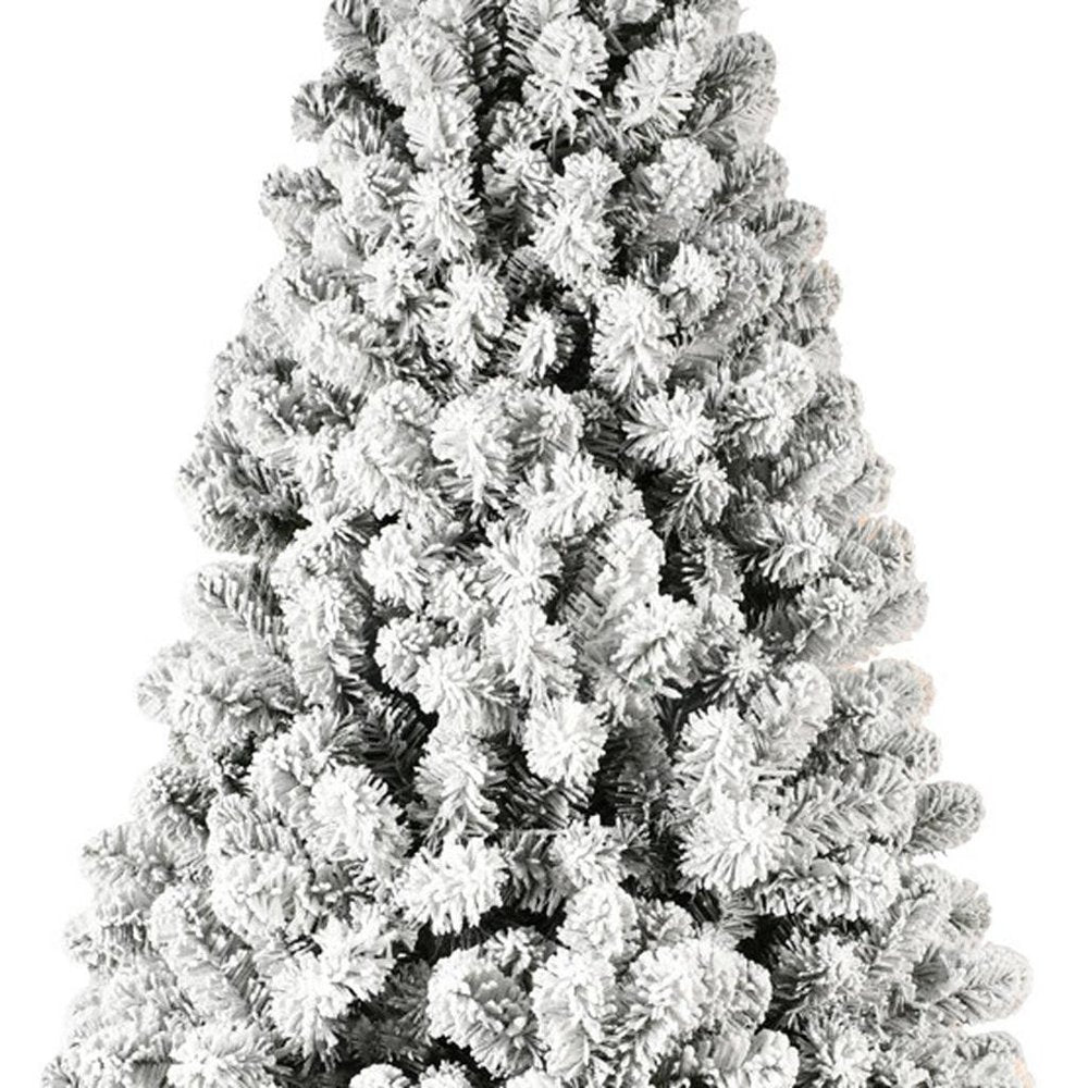 8' Pre Lit Full Flocked Spruce Christmas Tree