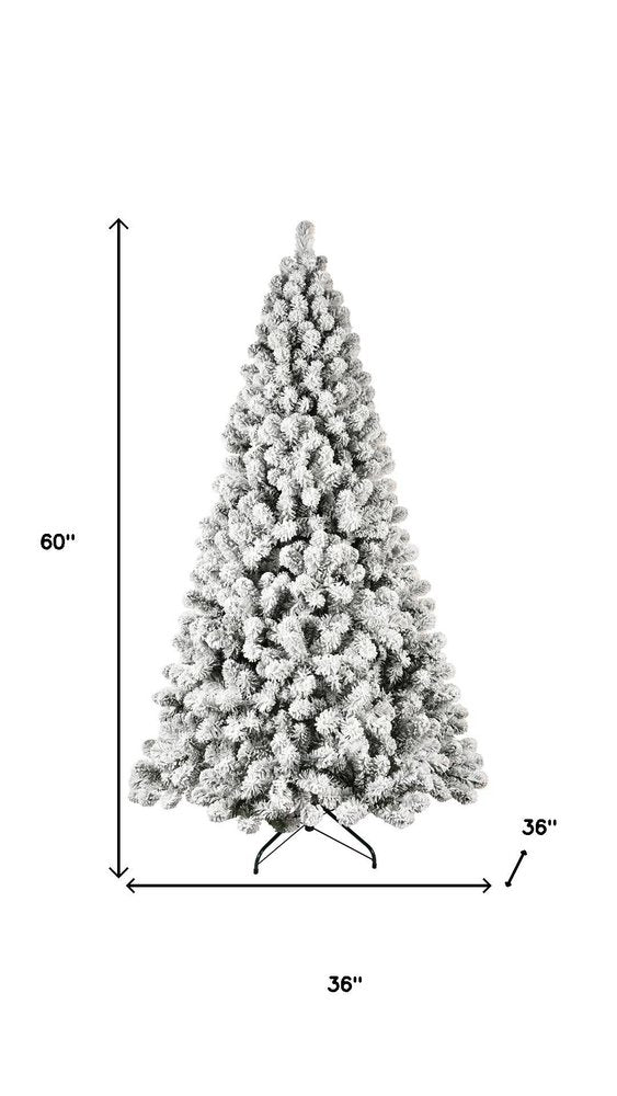 5' Pre Lit Full Flocked Spruce Christmas Tree