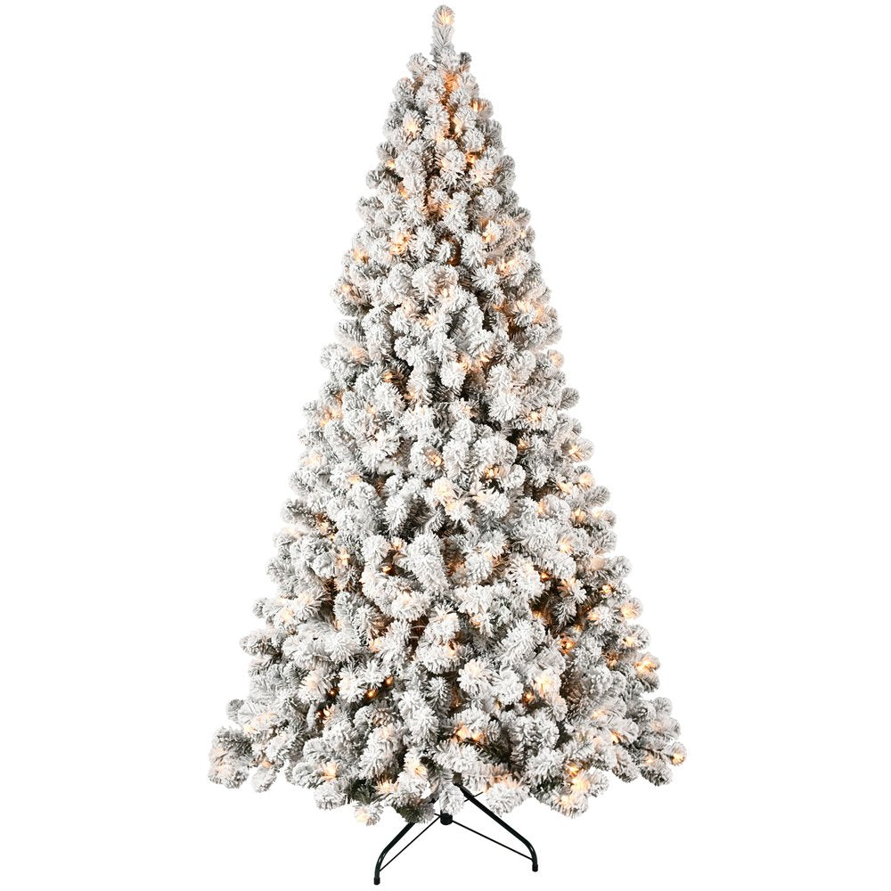 5' Pre Lit Full Flocked Spruce Christmas Tree