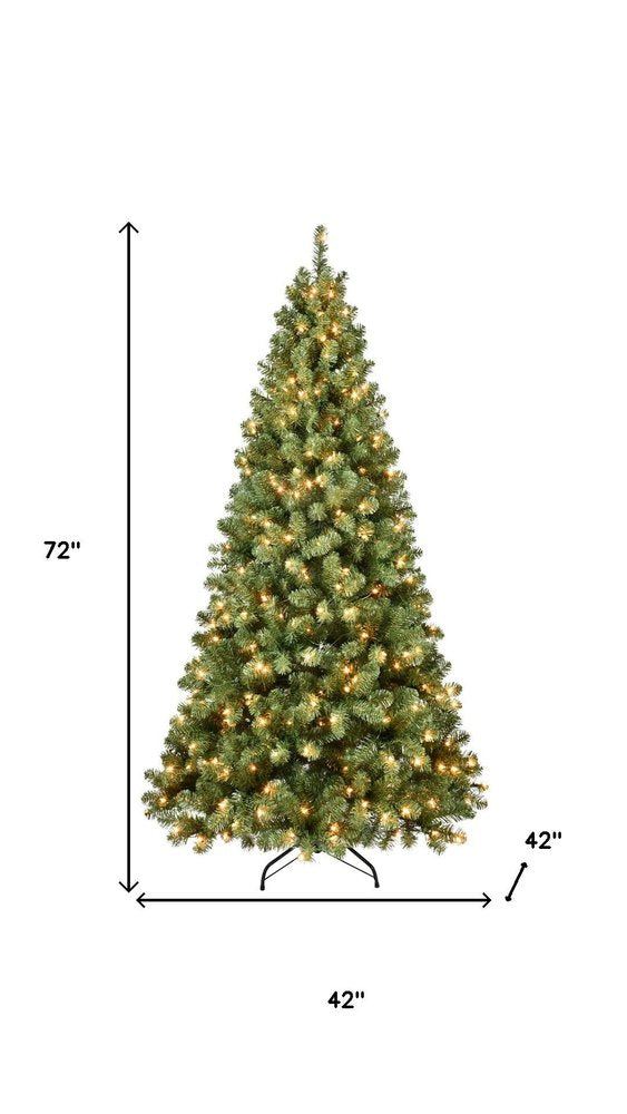 6' Pre Lit Full Spruce Christmas Tree