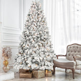 4.5' Pre Lit Full Flocked Spruce Christmas Tree