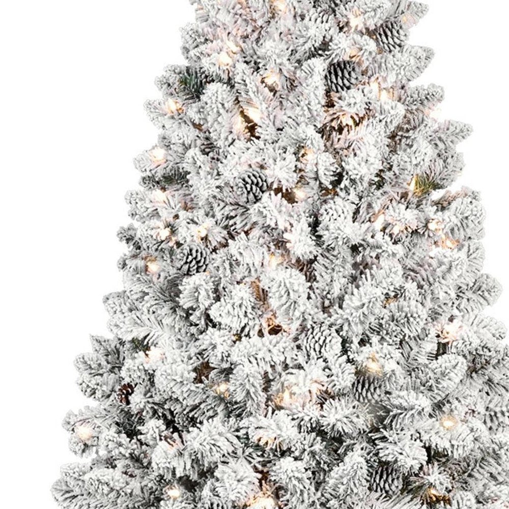 5' Pre Lit Full Flocked Spruce Christmas Tree