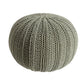 20" Green Cotton Cable Knit Round Pouf Ottoman