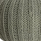 20" Green Cotton Cable Knit Round Pouf Ottoman