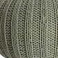 20" Green Cotton Cable Knit Round Pouf Ottoman
