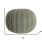 20" Green Cotton Cable Knit Round Pouf Ottoman