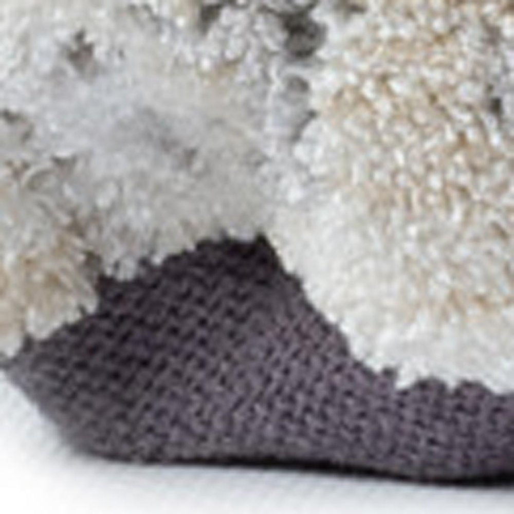 18" Ivory and Light Gray Upholstered Medallion Pouf Ottoman