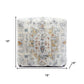 18" Ivory and Light Gray Upholstered Medallion Pouf Ottoman