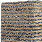 18" Beige and Blue Cotton And Jute Striped Pouf Ottoman
