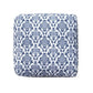 18" Blue and White Cotton Floral Pouf Ottoman