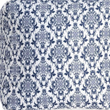 18" Blue and White Cotton Floral Pouf Ottoman