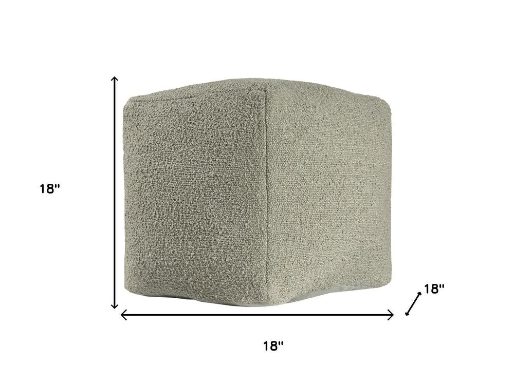 18" Sage Boucle Pouf Ottoman