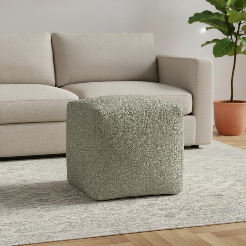 18" Sage Boucle Pouf Ottoman