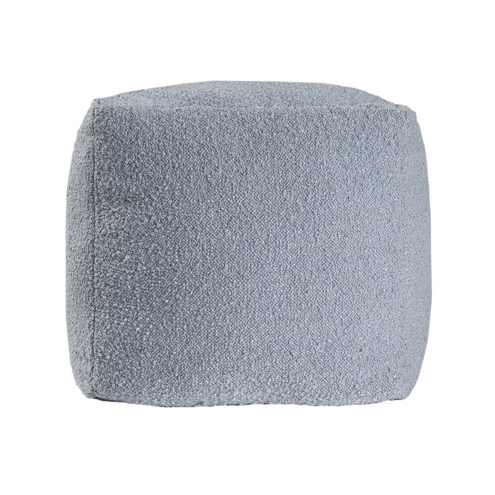 18" Blue Boucle Pouf Ottoman