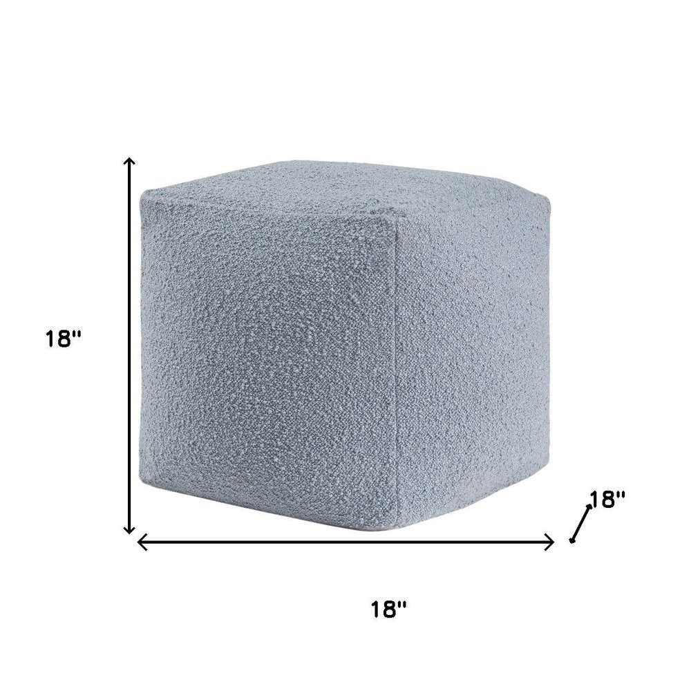 18" Blue Boucle Pouf Ottoman