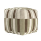 18" Brown Ivory And Khaki Brown Woven Geometric Pouf Ottoman