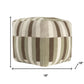18" Brown Ivory And Khaki Brown Woven Geometric Pouf Ottoman