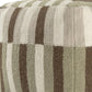 18" Brown Ivory And Khaki Brown Woven Geometric Pouf Ottoman
