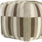 18" Brown Ivory And Khaki Brown Woven Geometric Pouf Ottoman
