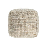 18" Ivory Cotton Wool And Jute Striped Pouf Ottoman