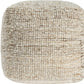 18" Ivory Cotton Wool And Jute Striped Pouf Ottoman