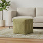 18" Green Acrylic Cotton And Upholstered Tribal Pouf Ottoman