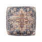 18" Navy Blue and Terra Cotta Upholstered Medallion Pouf Ottoman