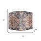 18" Navy Blue and Terra Cotta Upholstered Medallion Pouf Ottoman