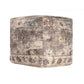 18" Ivory and Taupe Upholstered Medallion Pouf Ottoman