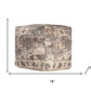 18" Ivory and Taupe Upholstered Medallion Pouf Ottoman