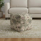18" Ivory and Sage Upholstered Medallion Pouf Ottoman