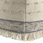 18" Ivory and Navy Blue Cotton and Wool Striped Pouf Ottoman