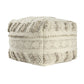 18" Ivory and Natural Cotton And Wool Striped Pouf Ottoman