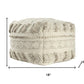 18" Ivory and Natural Cotton And Wool Striped Pouf Ottoman