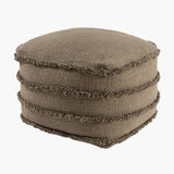 18" Brown Cotton Striped Pouf Ottoman