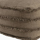 18" Brown Cotton Striped Pouf Ottoman