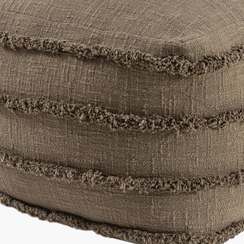 18" Brown Cotton Striped Pouf Ottoman