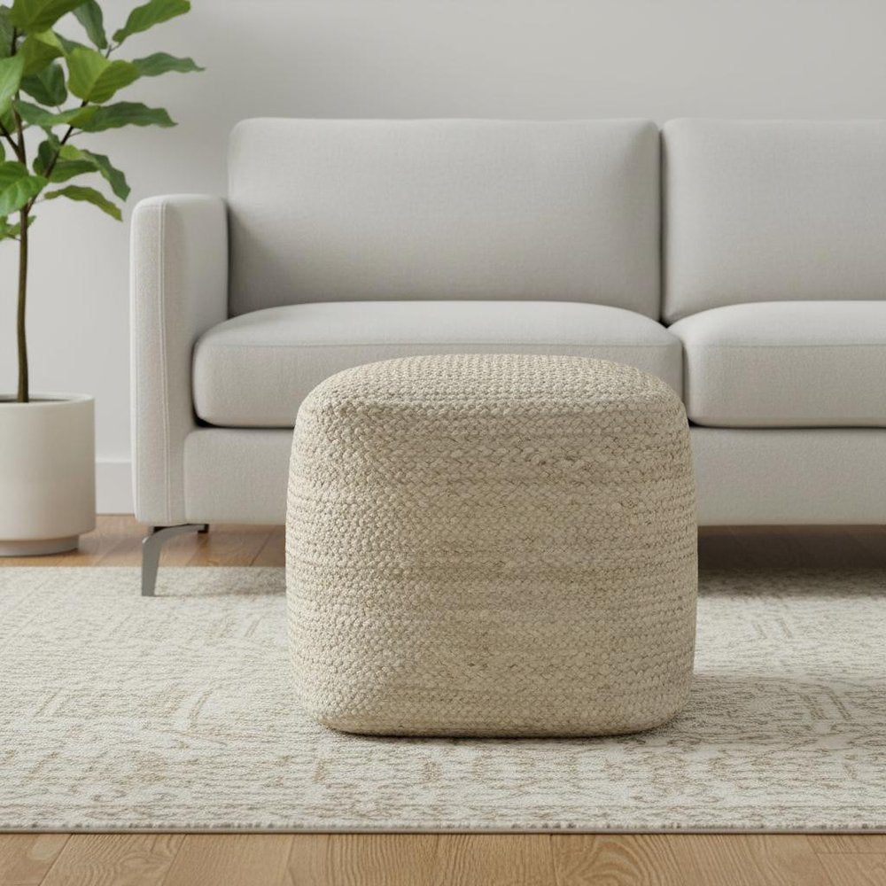 18" Natural Jute Pouf Ottoman