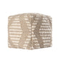 18" Ivory and Natural Cotton Jute And Wool Geometric Cube Pouf Ottoman