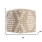 18" Ivory and Natural Cotton Jute And Wool Geometric Cube Pouf Ottoman